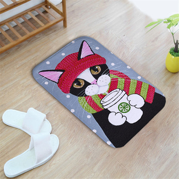 Printed Cat Kitchen Carpet