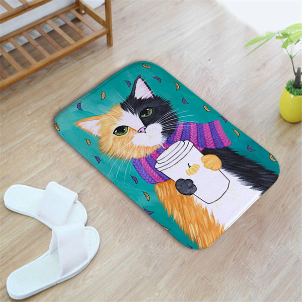 Printed Cat Kitchen Carpet