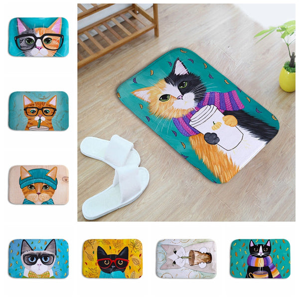 Printed Cat Kitchen Carpet